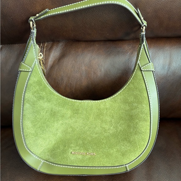 Michael Kors Preston Small Suede Crescent Shoulder Bag - Picture 1 of 5